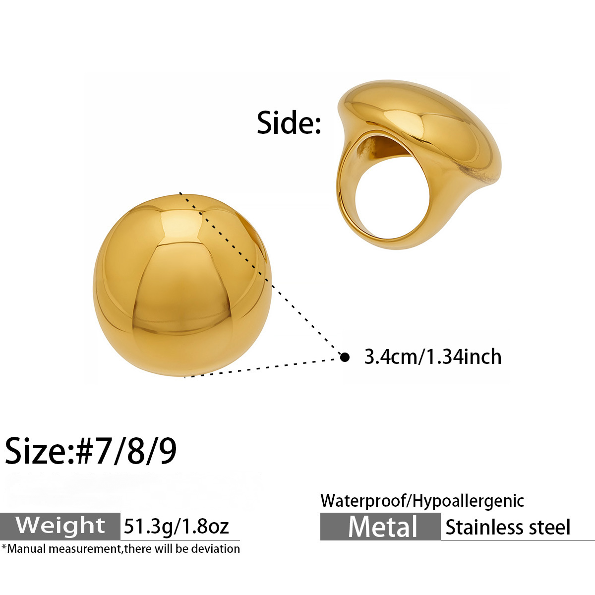Stainless Steel Polished and Carved Oval Ring
