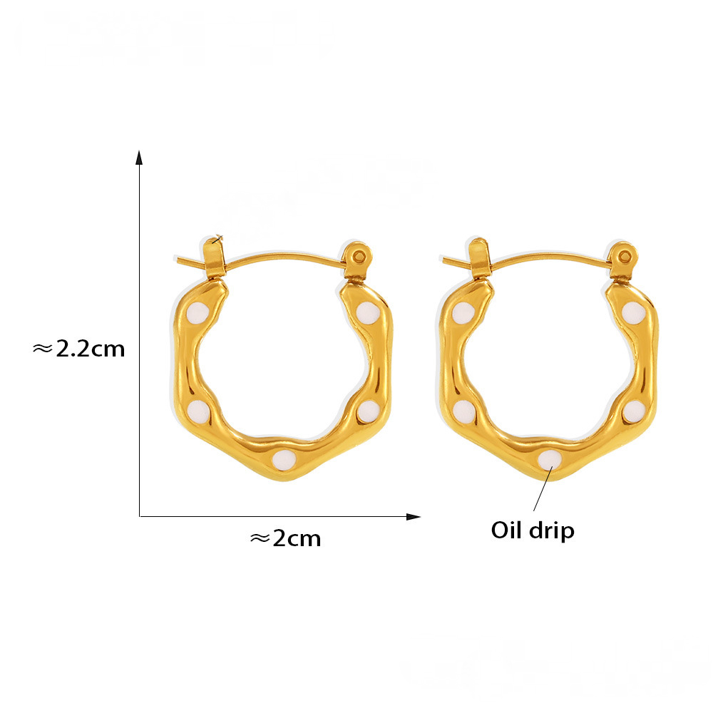 Stainless Steel Round Drip Oil Earrings