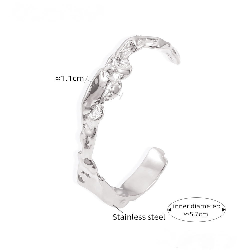 Irregular Hammered Wave Pattern Cuff Bracelet