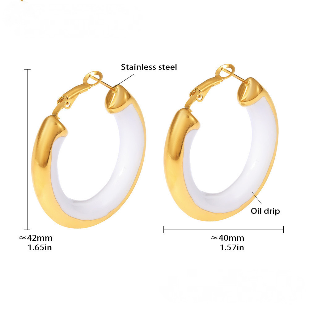 Drip Oil Stainless Steel Hoop Earrings