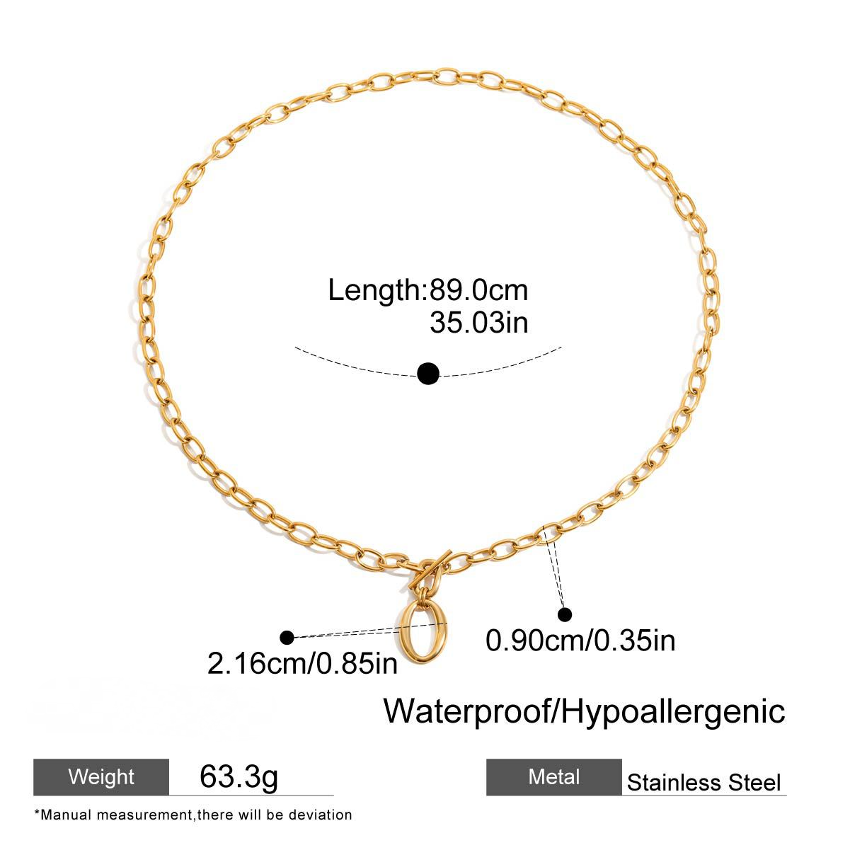 Stainless Steel Thick Cable Chain OT Clasp Necklace