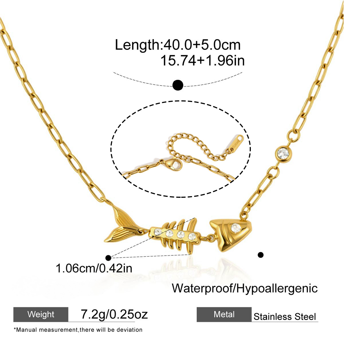 Stainless Steel Fishbone Earrings Necklace Jewelry Set