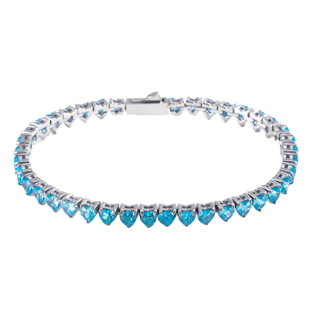 4x4MM Heart Single Row Zircon Tennis Bracelet
