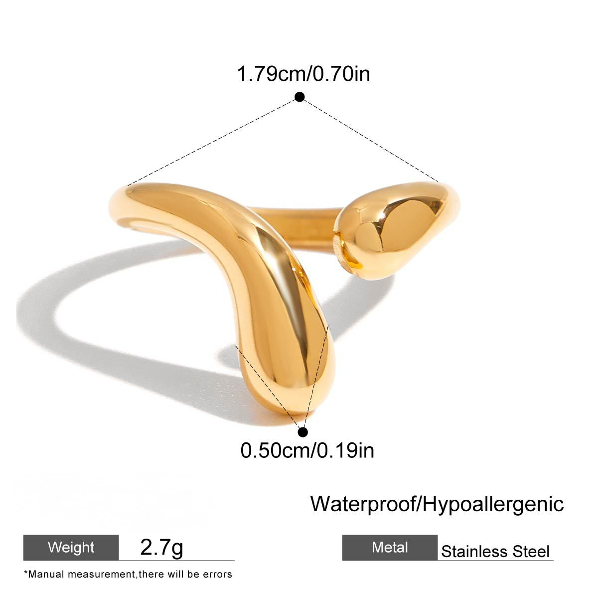 Stainless Steel Water Drop Open Ring