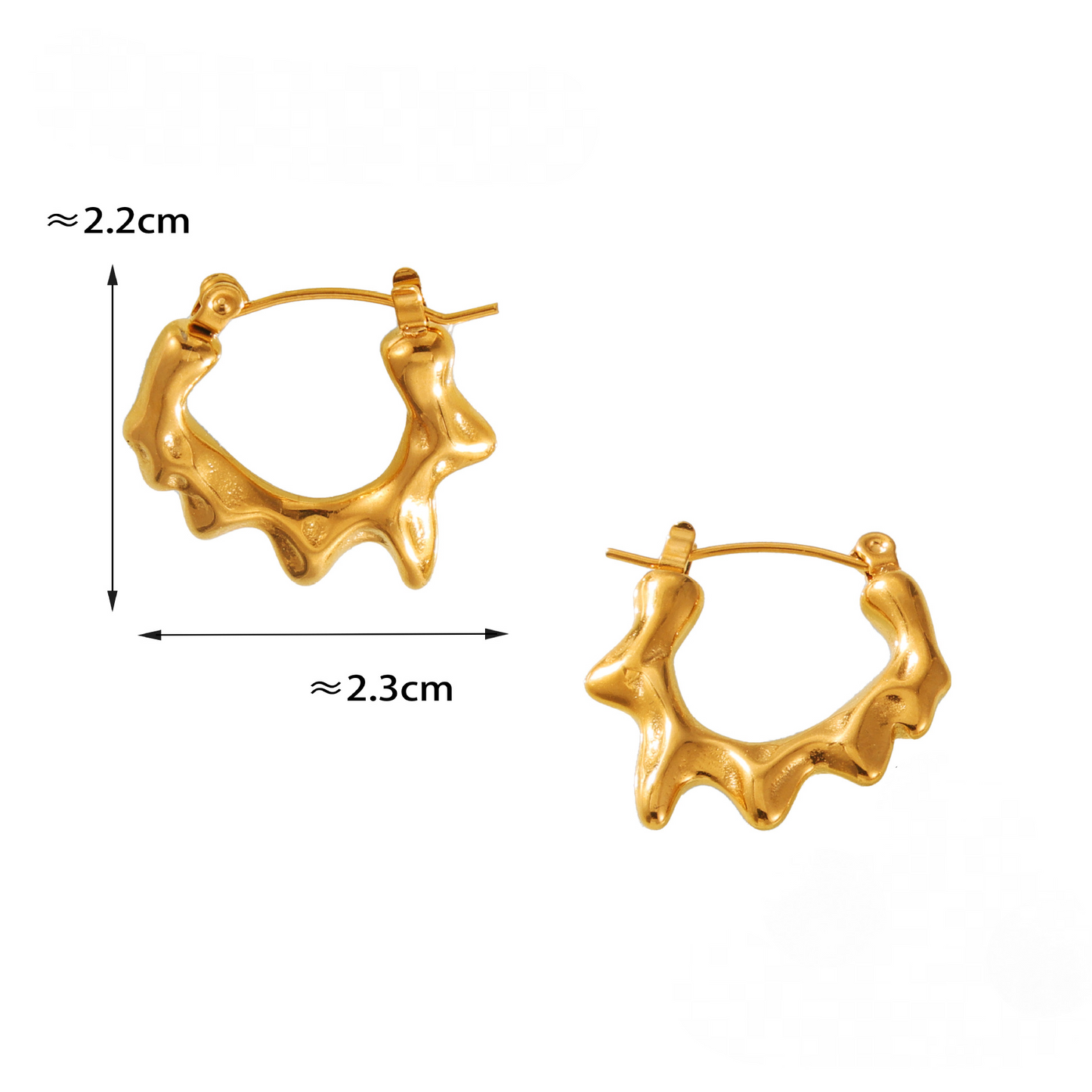 Stainless Steel Geometric Melt Texture Hoop Earrings