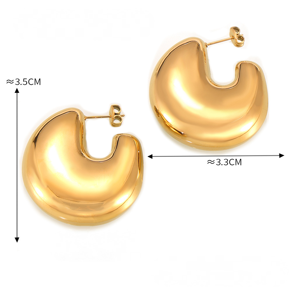 Stainless Steel Geometric Hollow Chunky Earrings