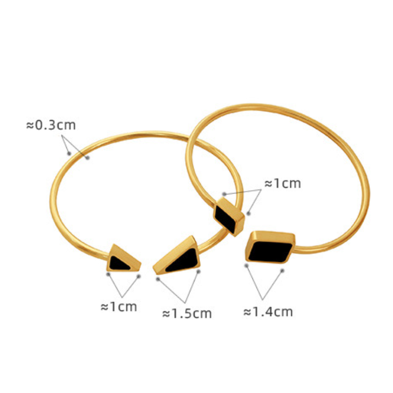 Stainless Steel Triangle Cube Inlay Mother of Pearl Cuff Bracelet