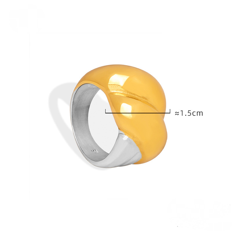 18K Gold PVD Stainless Steel Geometric Cuff Ring