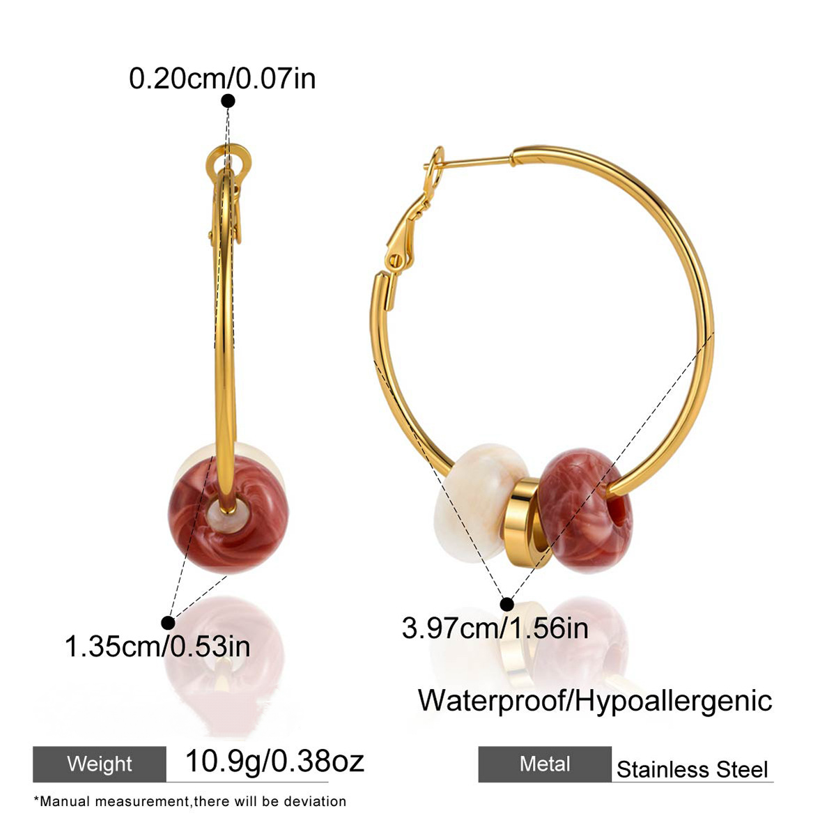 Stainless Steel Resin Circle Hoop Earrings
