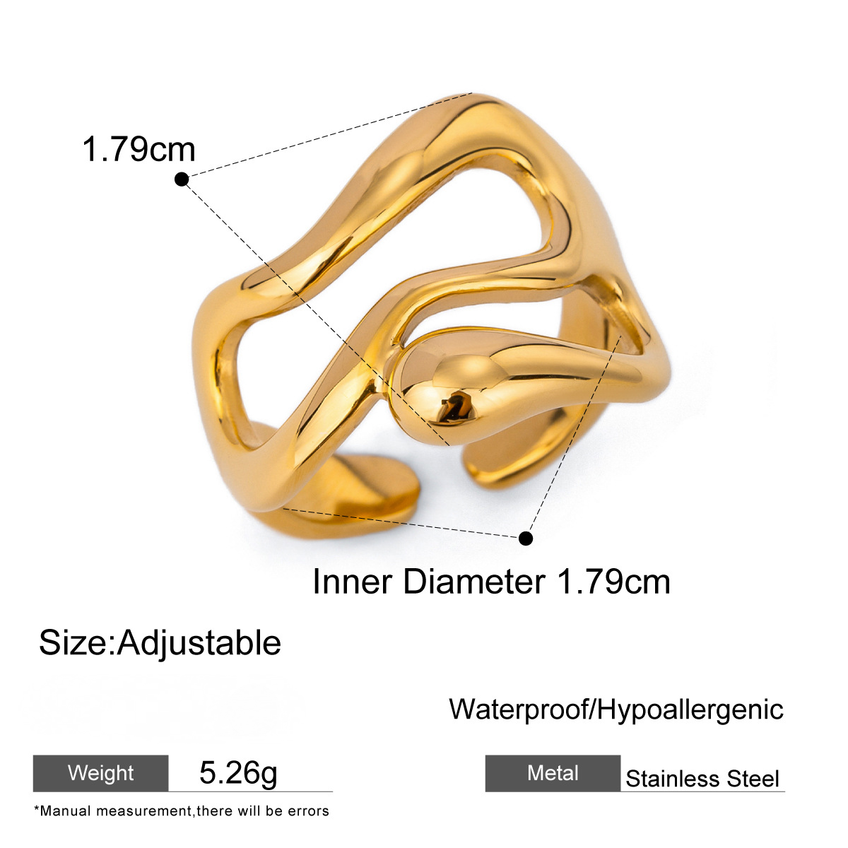 Stainless Steel Irregular Exaggerated Ring