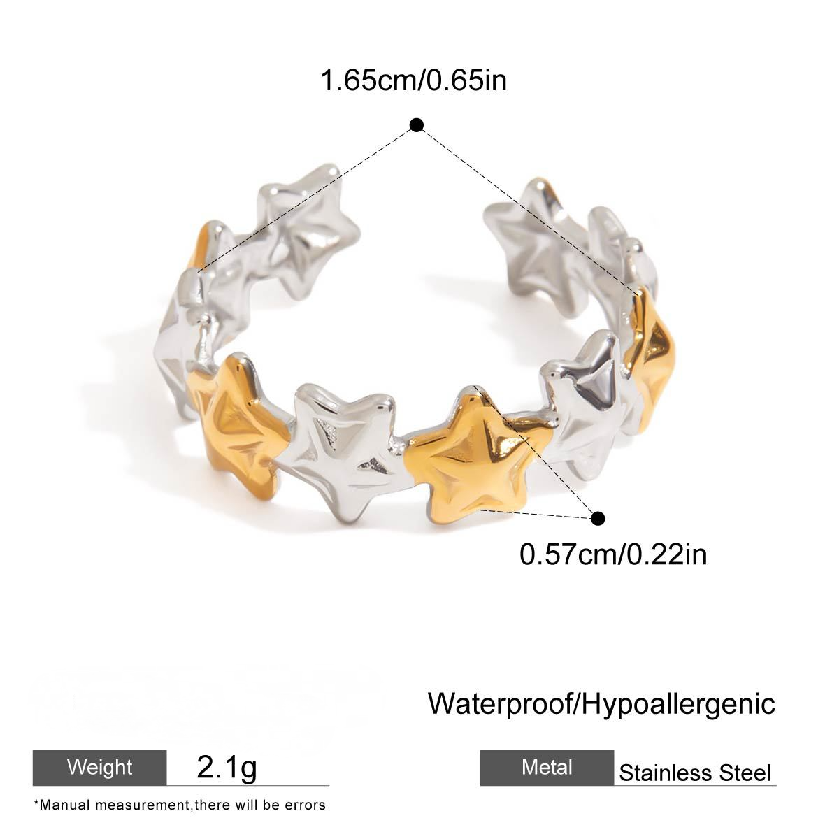 Stainless Steel Geometric Two-Tone Gold and Steel Ring
