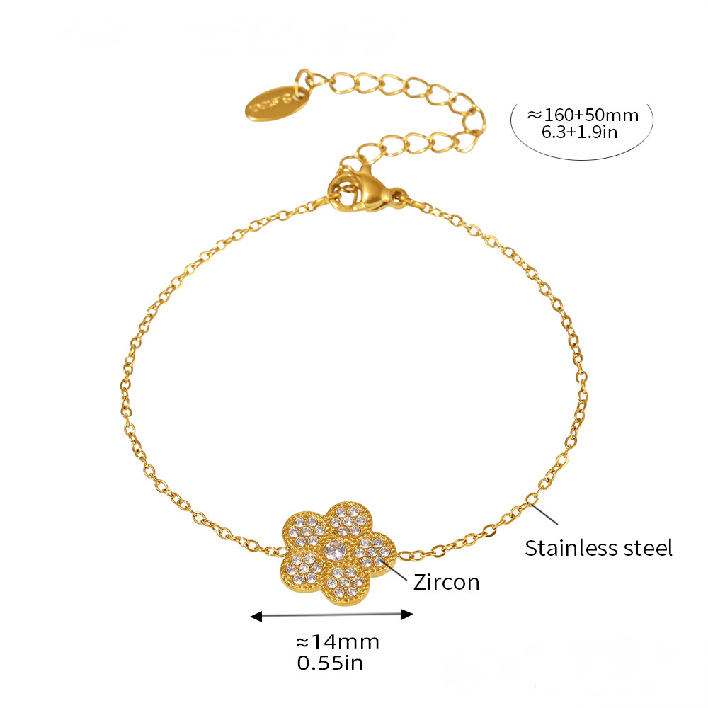 Plum Blossom Inlay Cubic Zirconia Necklace Bracelet Jewelry Suit