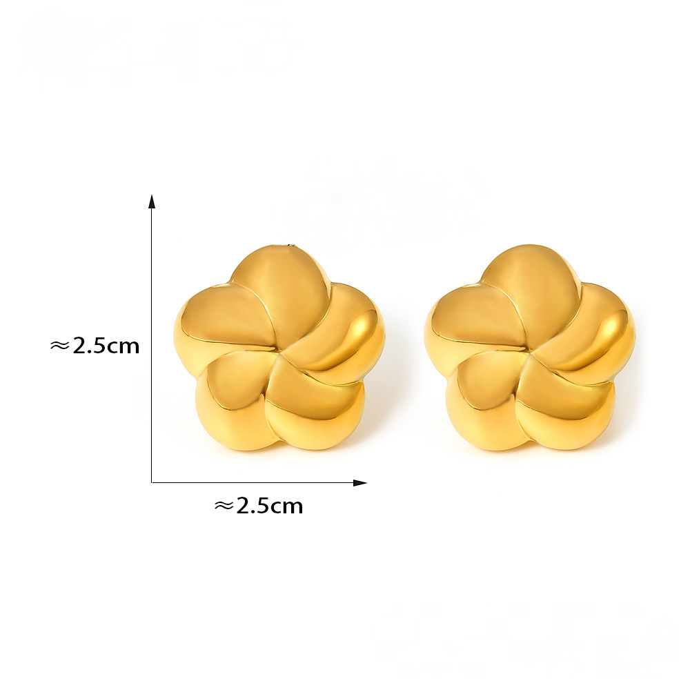 Stainless Steel 3D Rotating Hollow Flower Stud Earrings