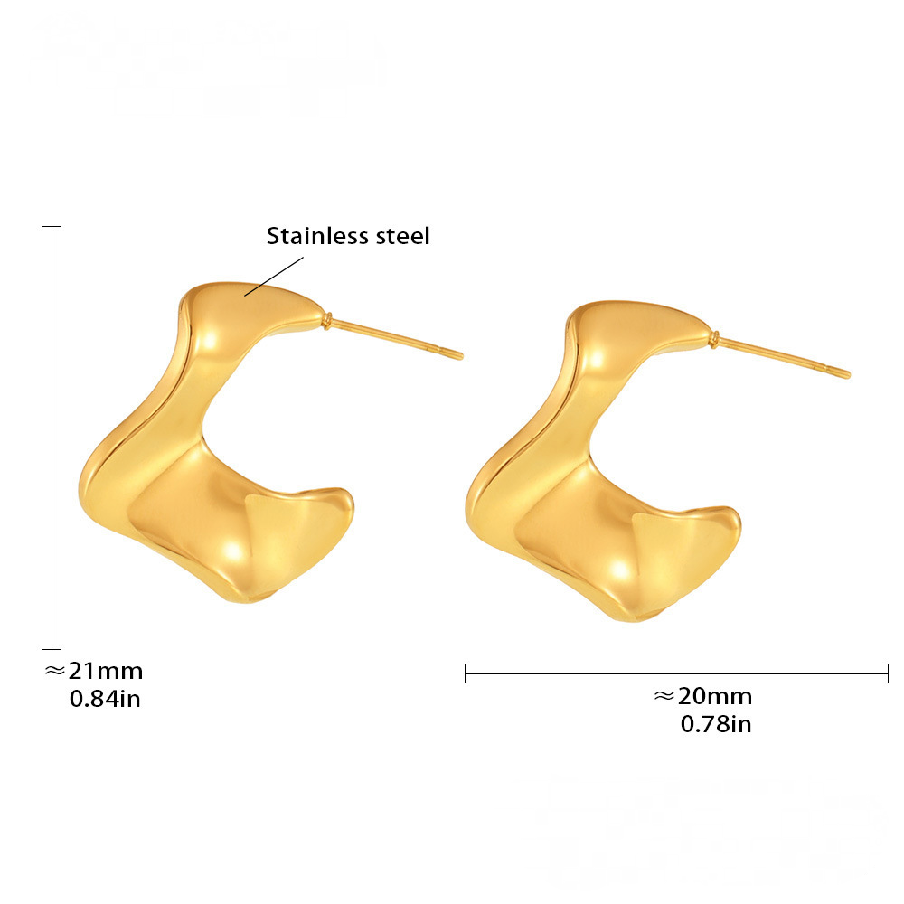 Stainless Steel Irregular Texture Women's Hoop Earrings