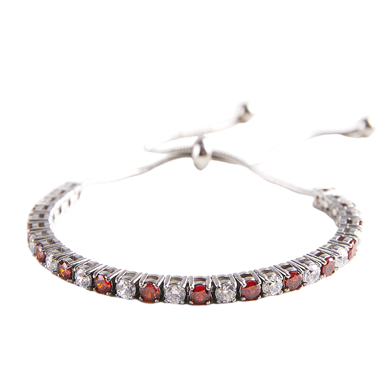 Stainless Steel 3MM Round Zircon Adjustable Tennis Bracelet