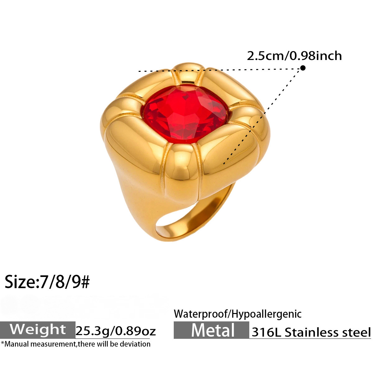 Stainless Steel Rainbow Glass Tiger's Eye Ring