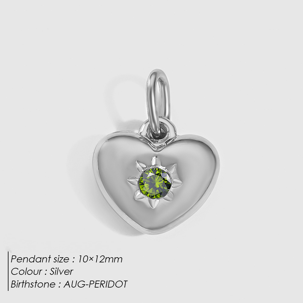 Stainless Steel Rhinestone Heart Pendant