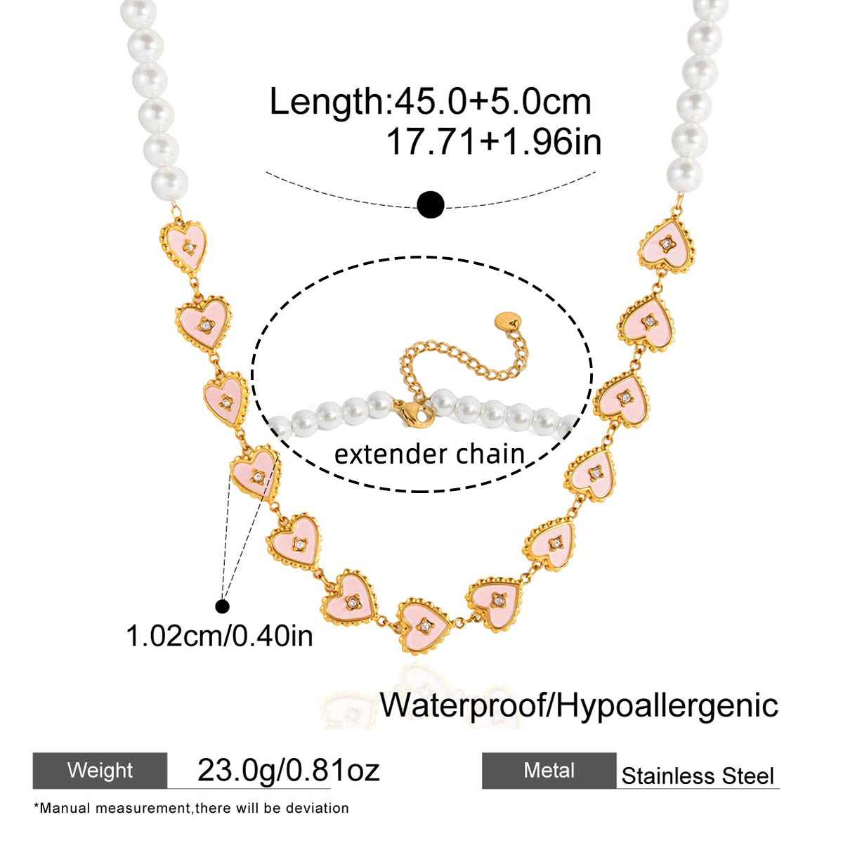 Stainless Steel Heart-shaped Pearl Necklace