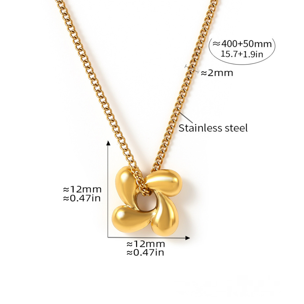 Rotating Flower Stainless Steel Necklace Earrings Jewelry Suit