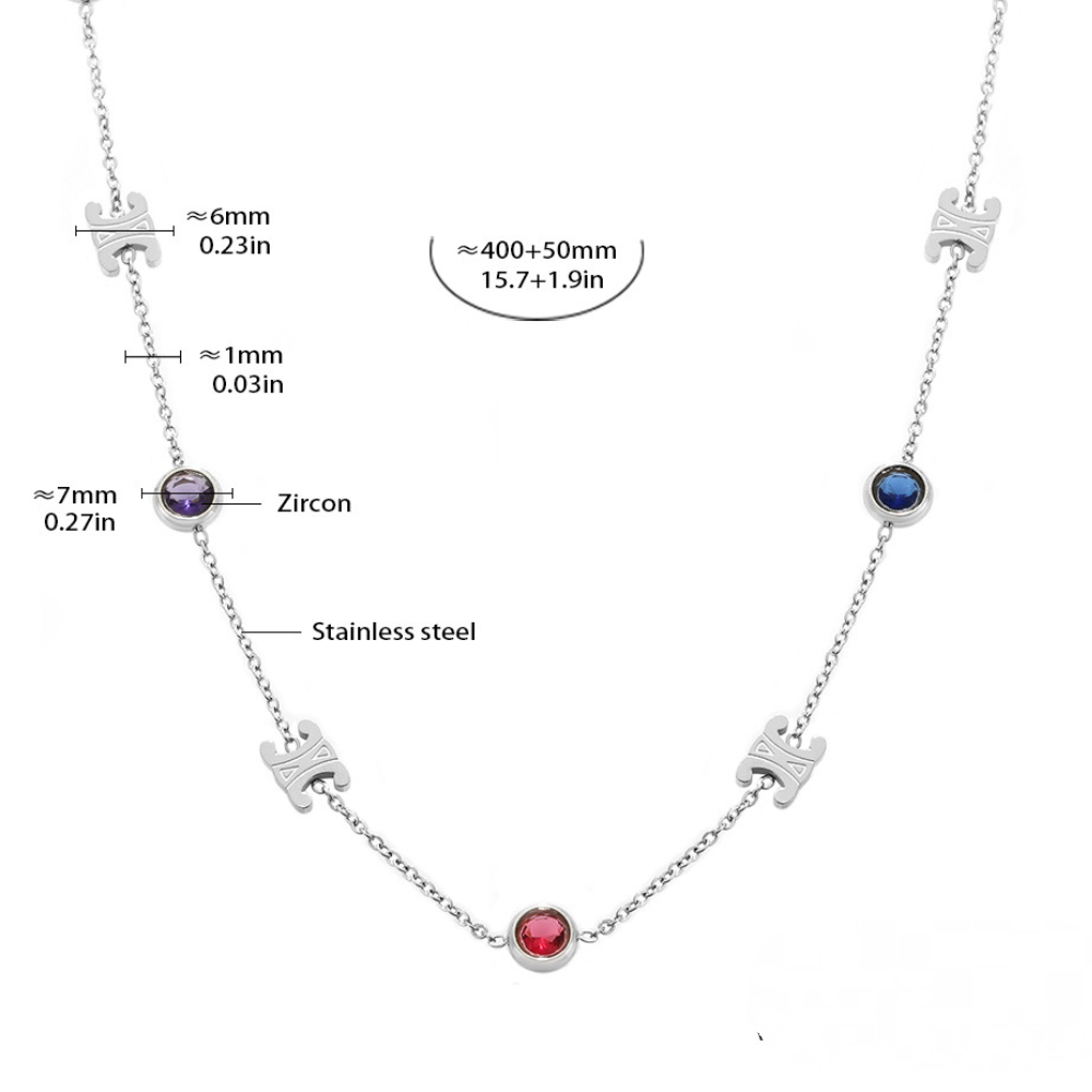 Double C Cubic Zirconia Necklace Bracelet Jewelry Suit