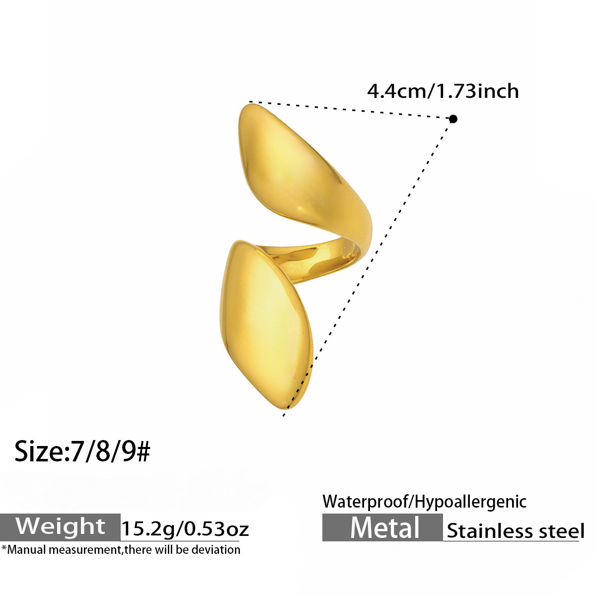 Stainless Steel Texture Geometric Open Ring