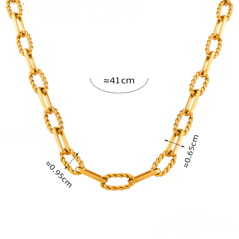 Paperclip Chain Twist Stitching Bracelet Necklace Jewelry Suit