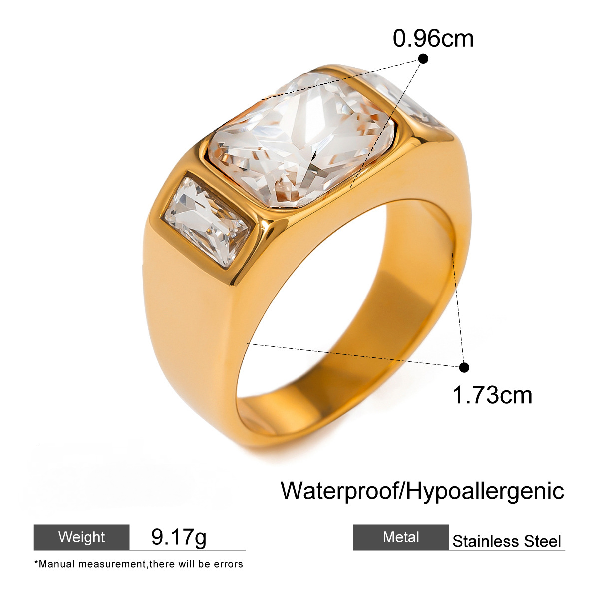 Stainless Steel Cubic Zirconia Pearl Ring