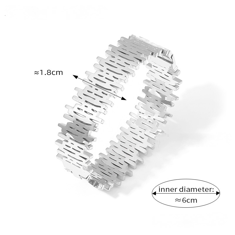 Stainless Steel Creative Vertical Stripes Hollow Stitching Bracelet