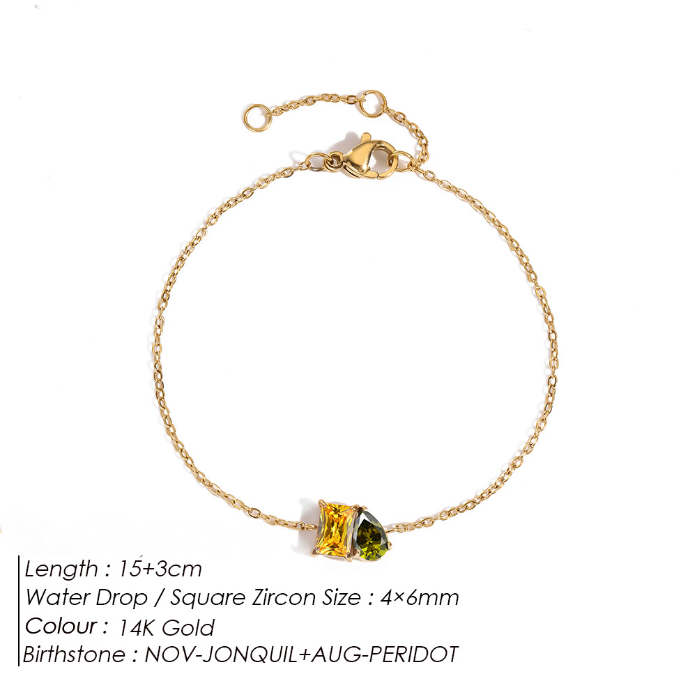 Stainless Steel Birthday Stone Bracelet