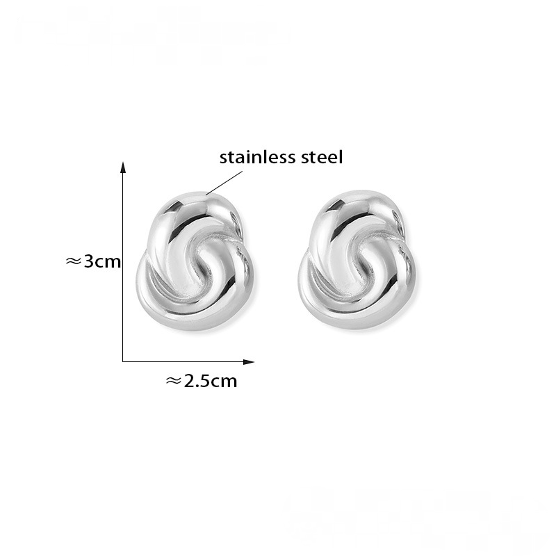 Double Ring Stitching Stainless Steel Stud Earrings