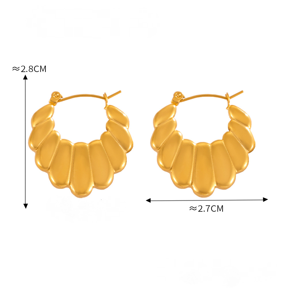 Stainless Steel Vintage Textured Hoop Earrings