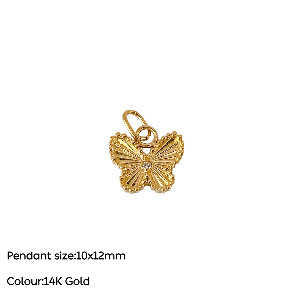 Stainless Steel 14K Gold PVD Butterfly Pendant
