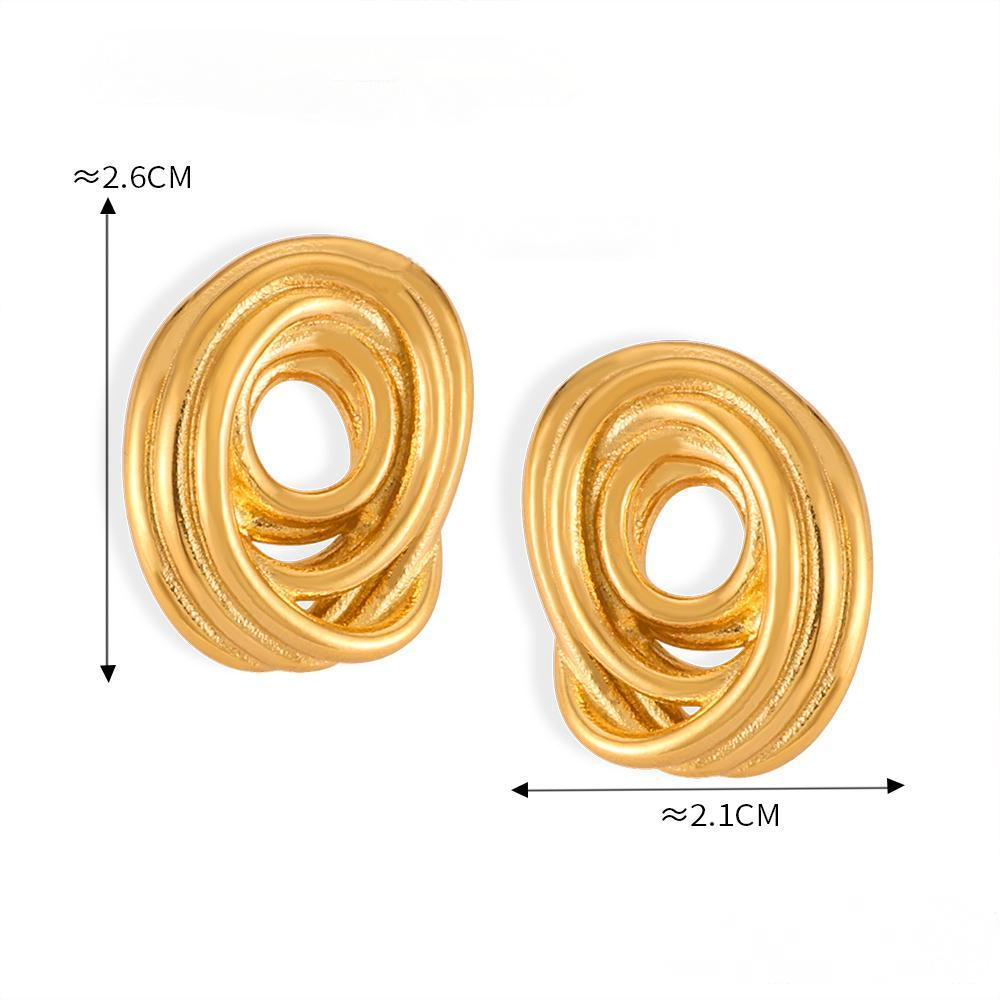 Stainless Steel Textured Exaggerated Hoop Earrings