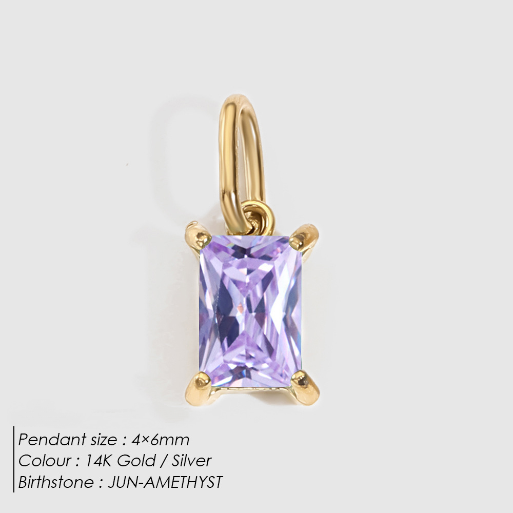 Stainless Steel Geometric Square Cubic Zirconia Necklace Pendant