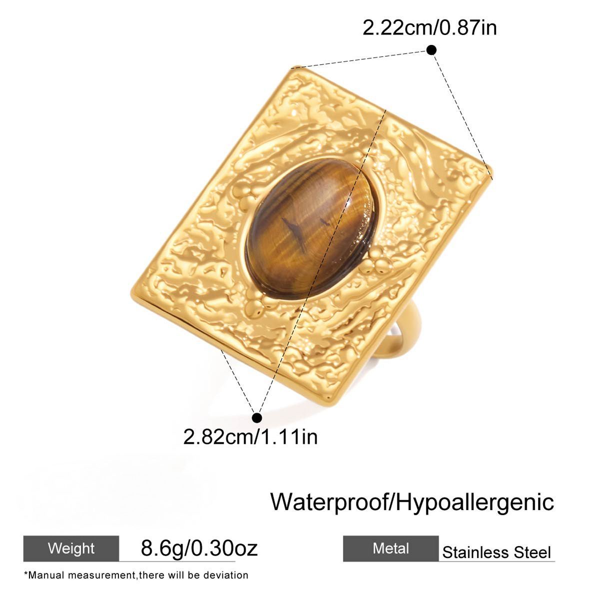 Stainless Steel Tiger's Eye Ring