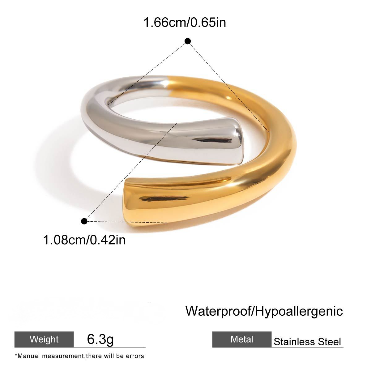 Stainless Steel Two-Tone Gold and Steel Ring