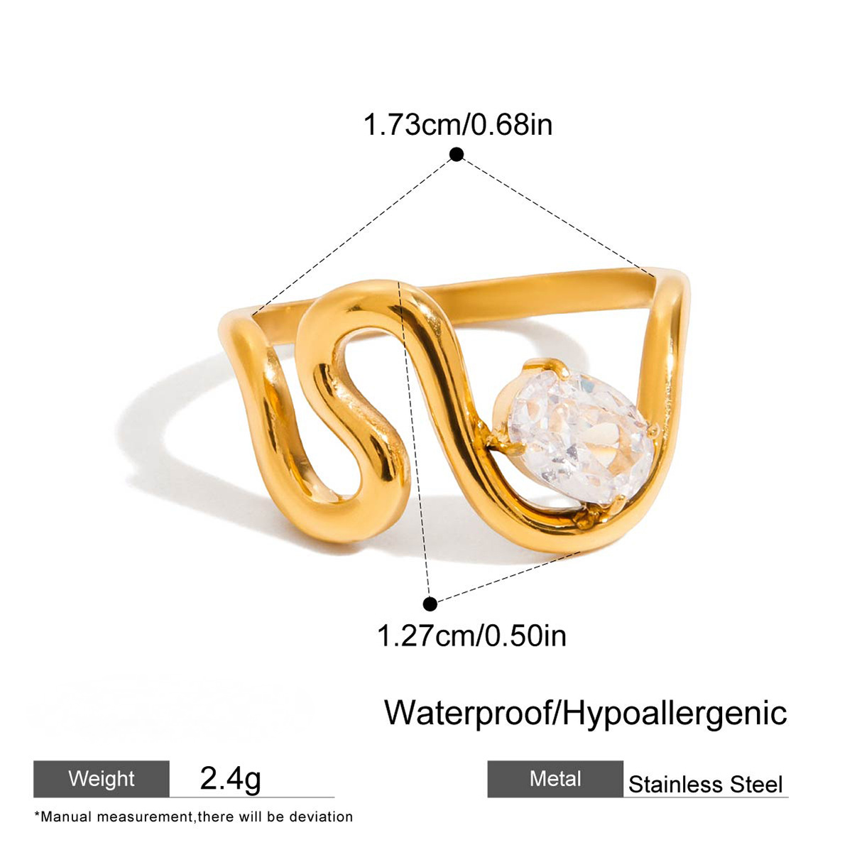 Stainless Steel Fine Ring Cubic Zirconia Ring Combination