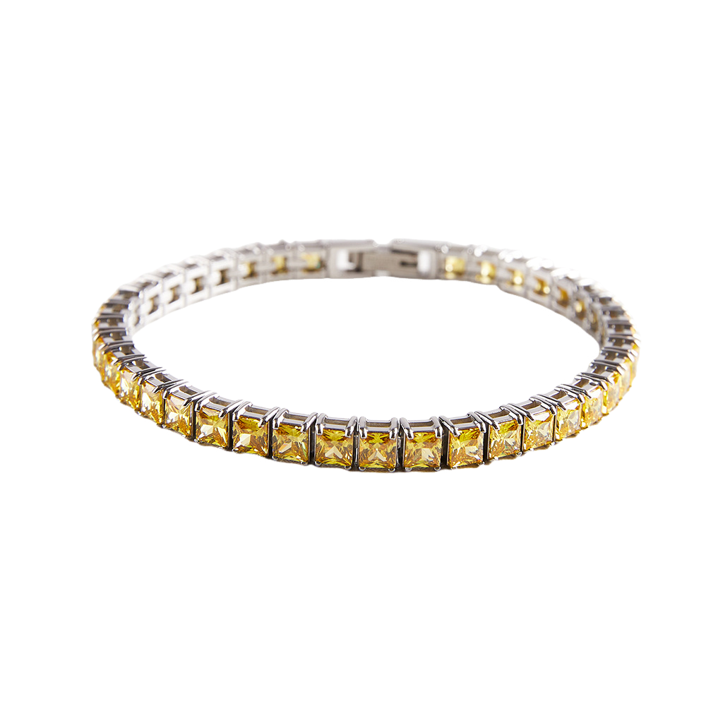 4x4MM Single Row Multi Colored Cubic Zirconia Tennis Bracelet