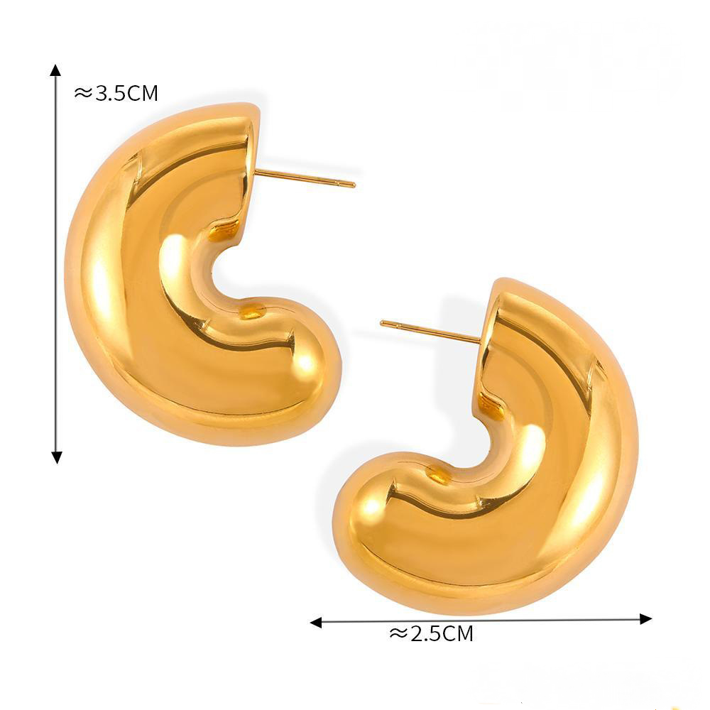 Chunky Polished Stainless Steel Hoop Earrings