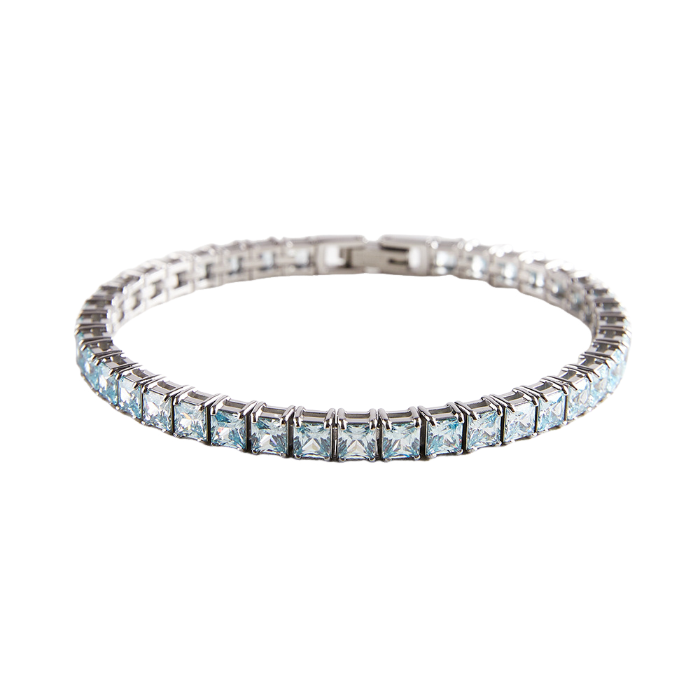 4x4MM Single Row Multi Colored Cubic Zirconia Tennis Bracelet