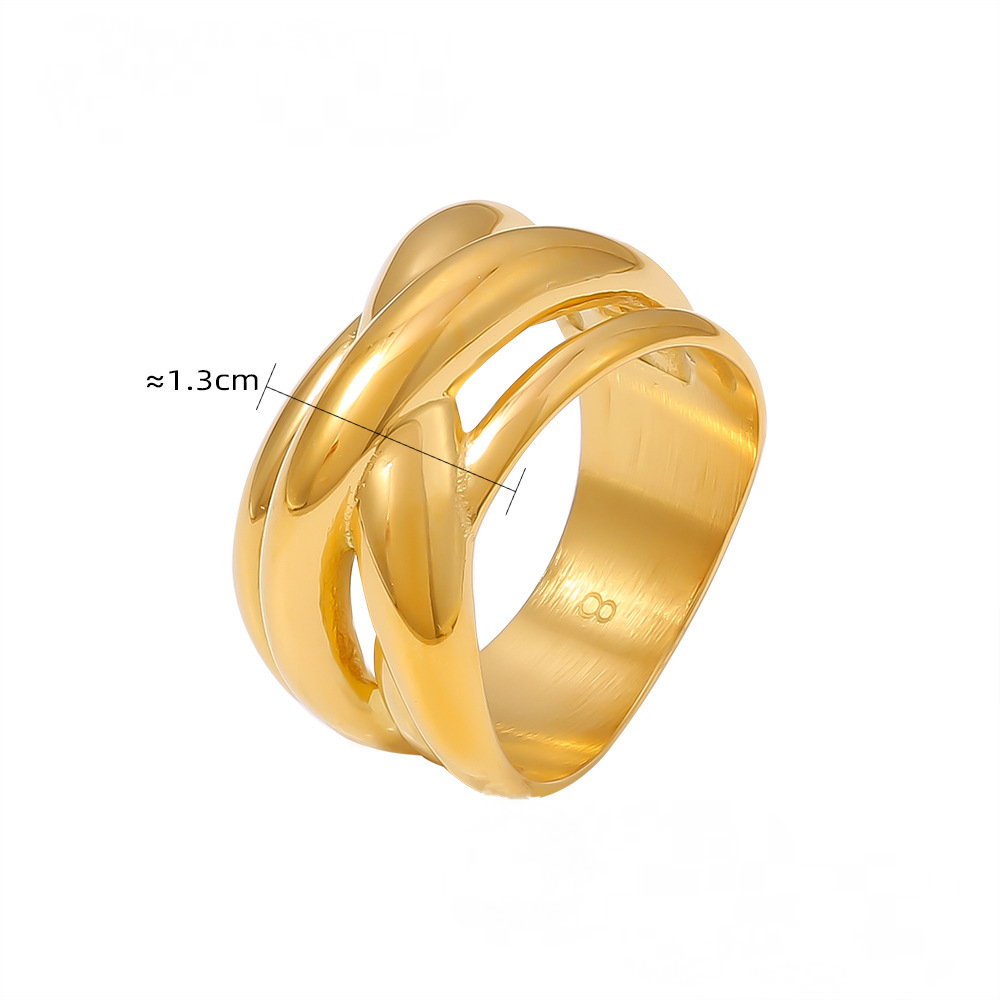 Stainless Steel Irregular Line Wrapped Ring