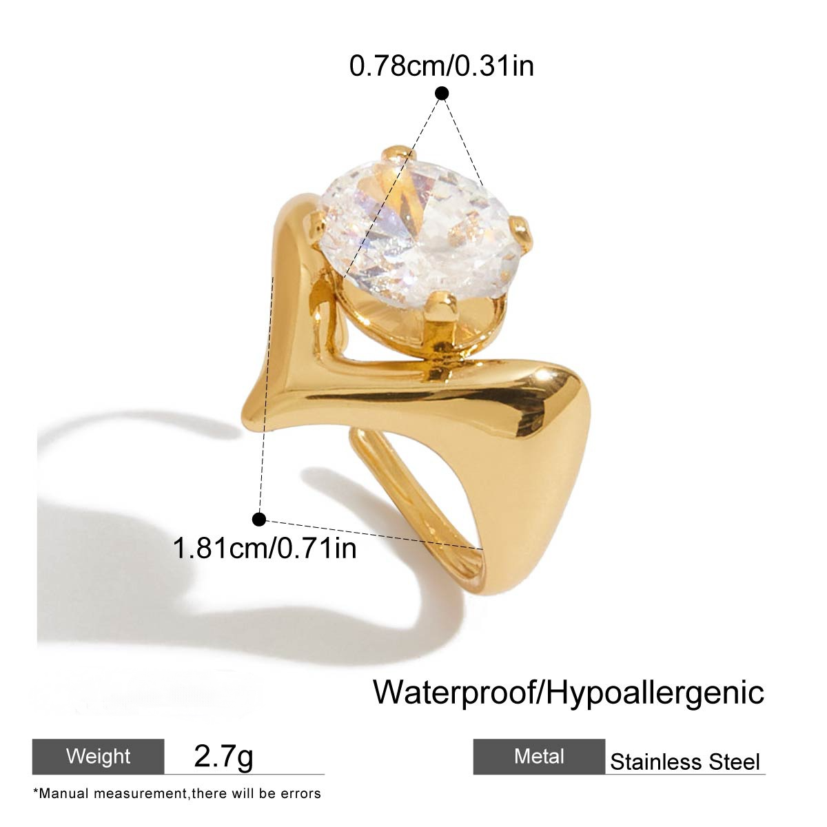 Stainless Steel Cubic Zirconia Ring Combination