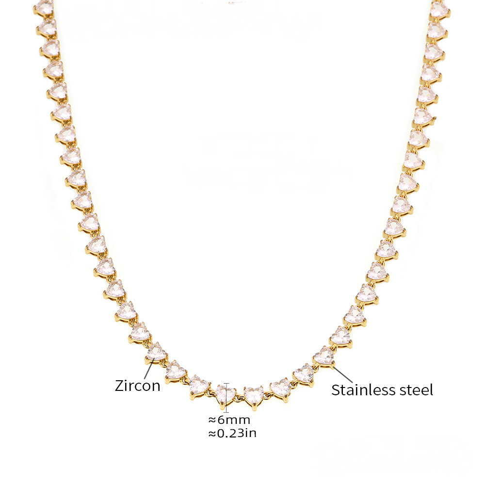 Stainless Steel Heart Cubic Zirconia Necklace