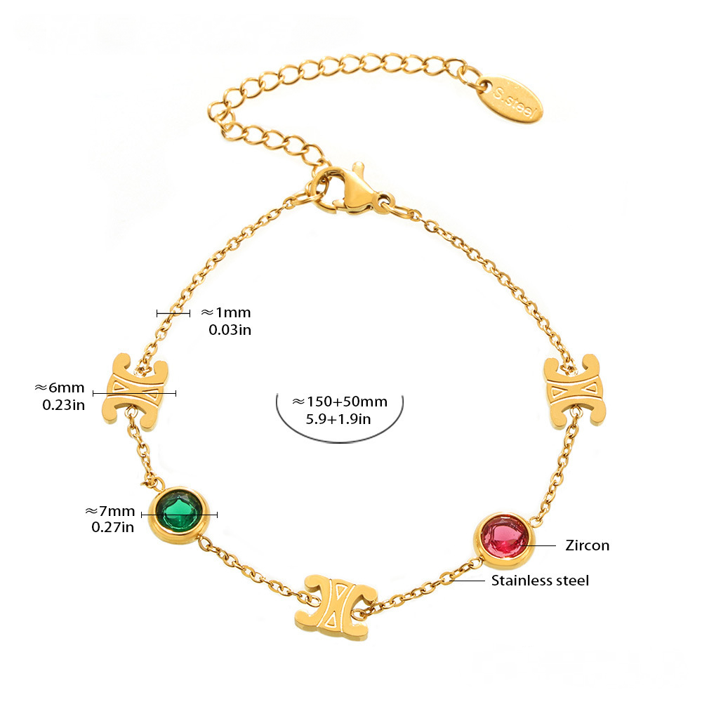 Double C Cubic Zirconia Necklace Bracelet Jewelry Suit