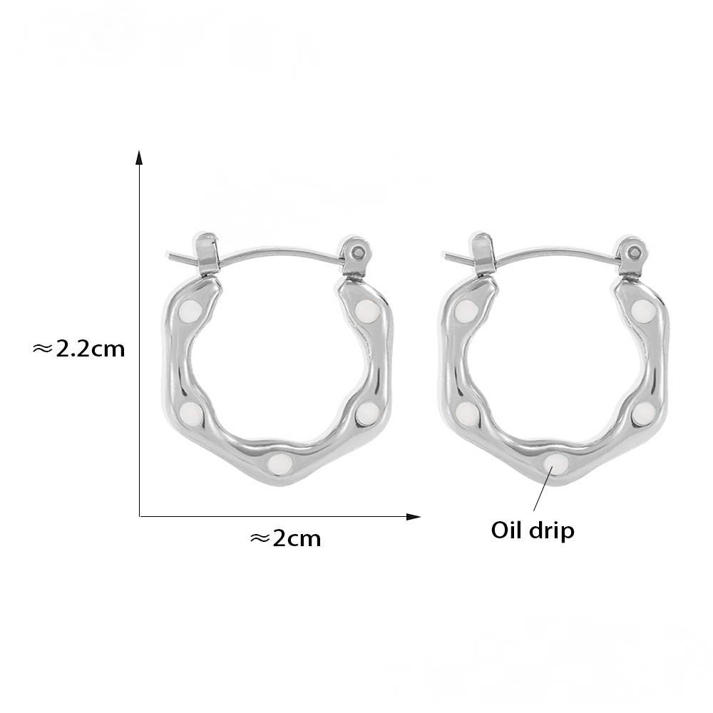 Stainless Steel Round Drip Oil Earrings