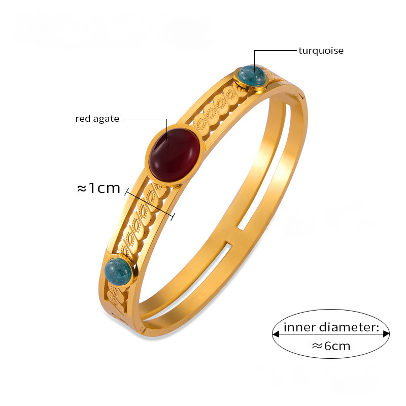 Stainless Steel Vintage Inlaiy Natural Stone Bracelet