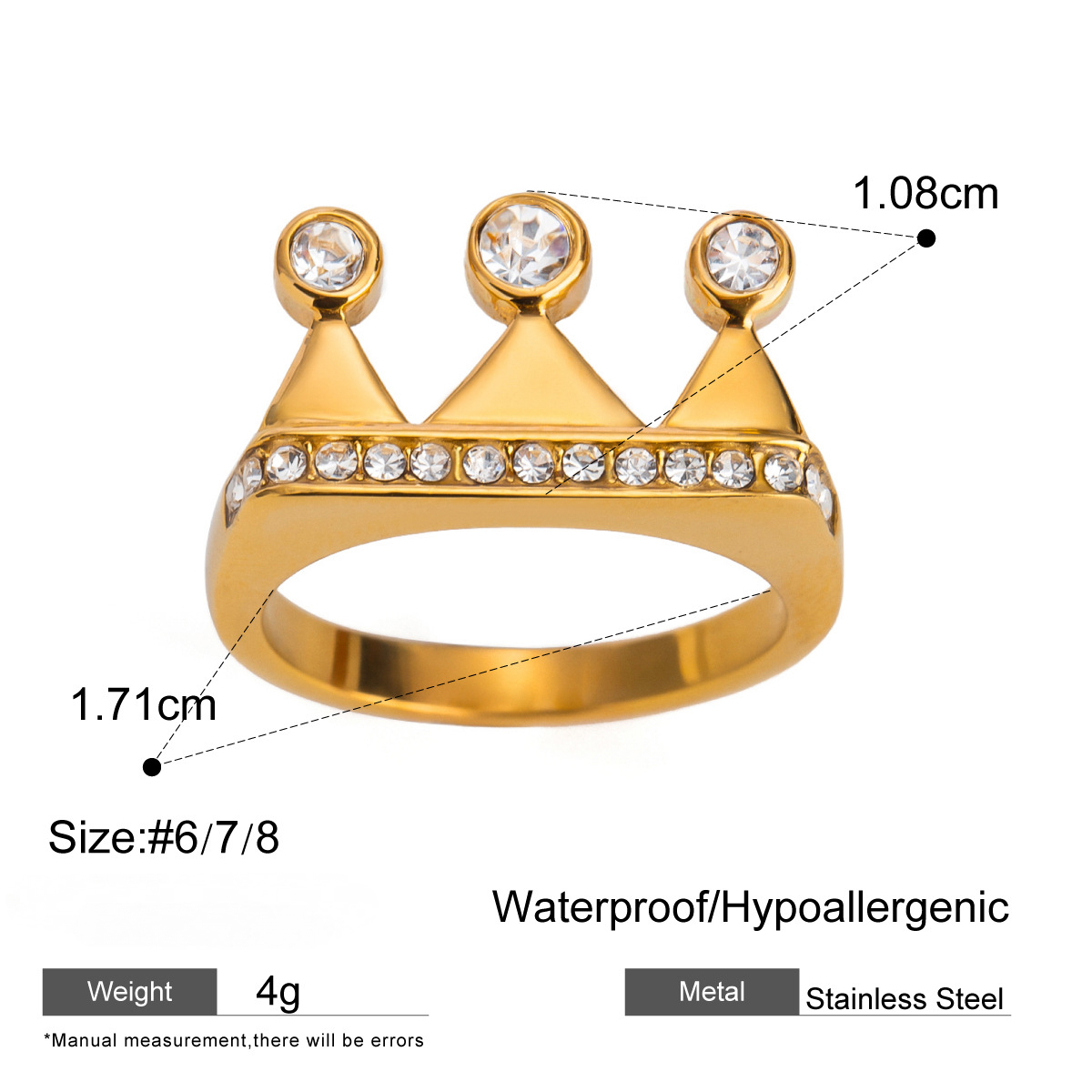 Stainless Steel 18K Gold PVD Croissant Ring