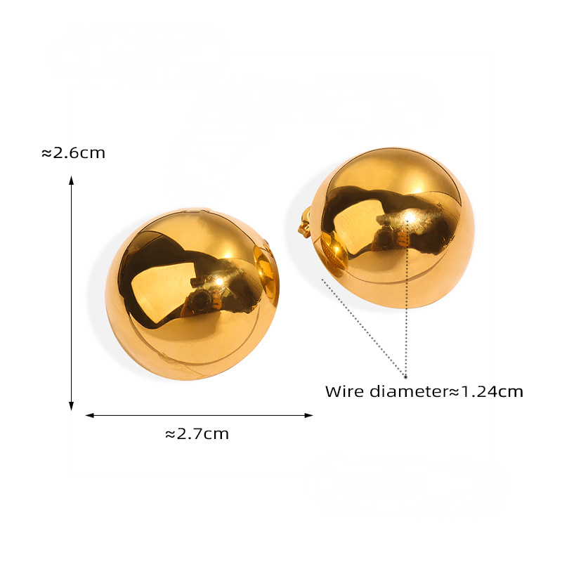 Polished Stainless Steel Round Stud Earrings