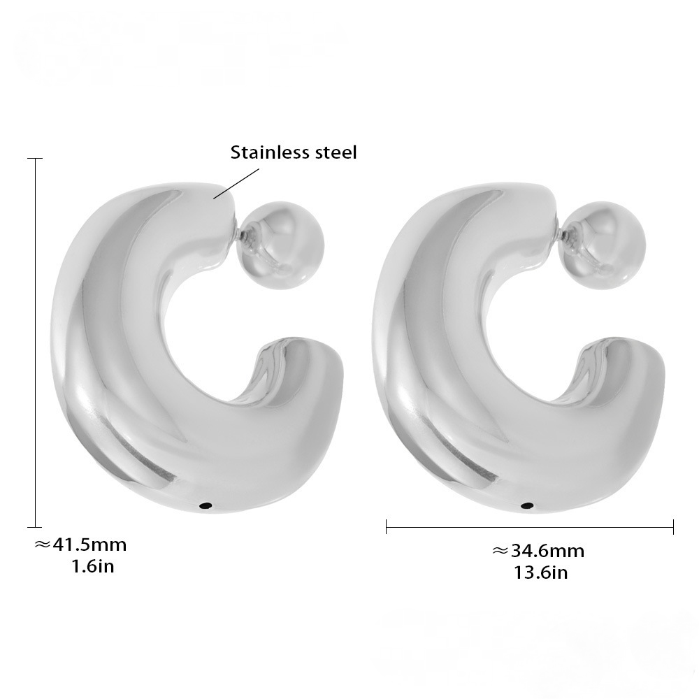 Stainless Steel Ball Hoop Earrings