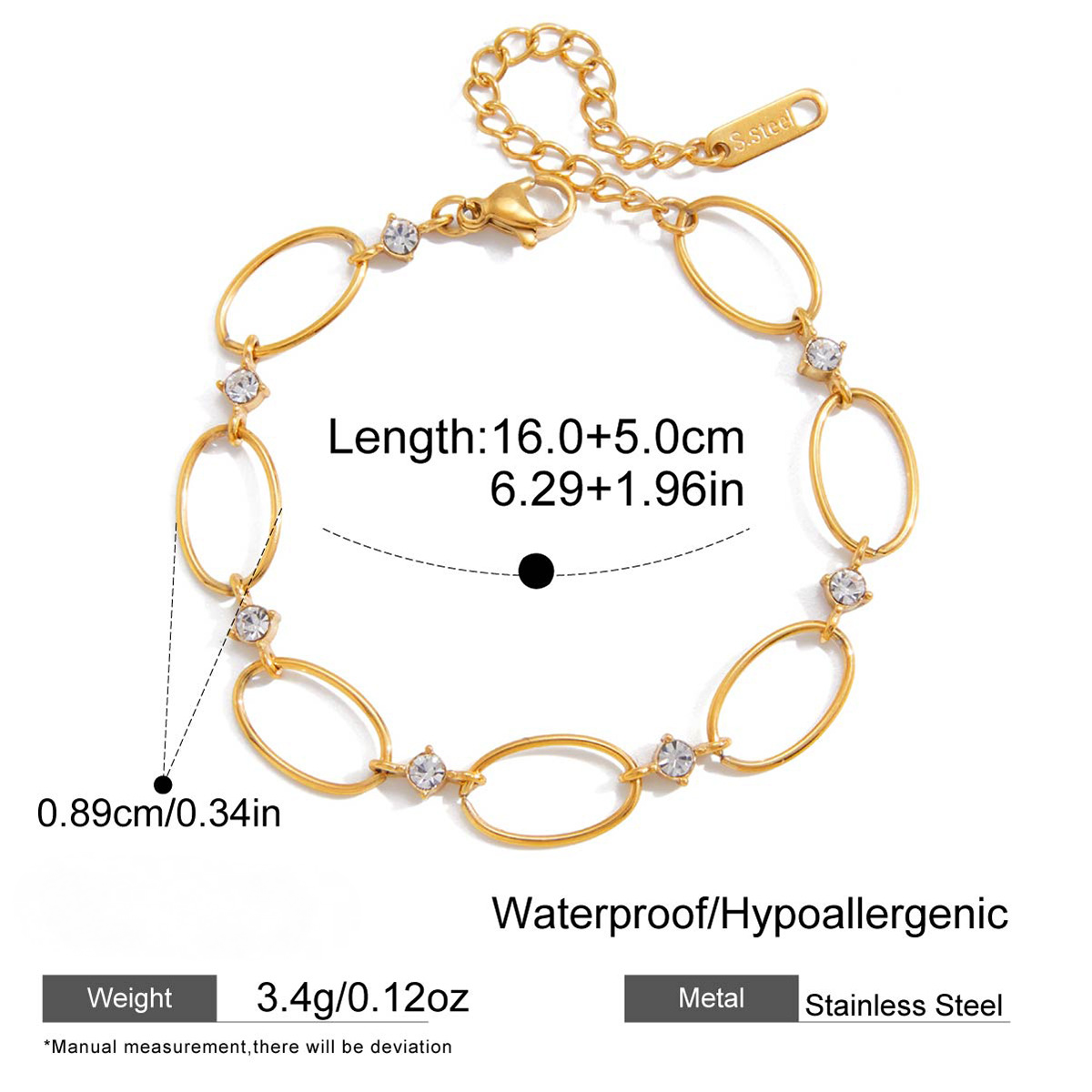 Stainless Steel CZ Heart-shaped Pig Nose Buckle Bracelet
